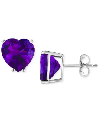 Amethyst Heart Stud Earrings (4 ct. t.w.) in 14k White Gold