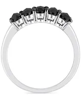 Black Diamond Oval Anniversary Ring (1-1/4 ct. t.w.) 10k White Gold