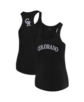 Women's Soft As A Grape Black Colorado Rockies Plus Swing for the Fences Racerback Tank Top