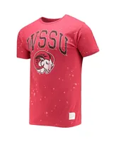 Men's Original Retro Brand Red Winston-Salem State Rams Bleach Splatter T-shirt