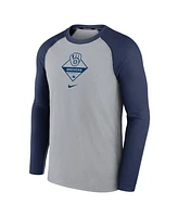 Men's Nike Gray, Navy Milwaukee Brewers Game Authentic Collection Performance Raglan Long Sleeve T-shirt
