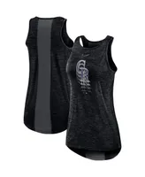 Women's Nike Black Colorado Rockies Logo Fade High Neck Performance Tank Top