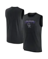 Men's Nike Black Colorado Rockies Knockout Stack Exceed Muscle Tank Top
