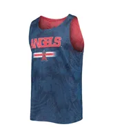 Men's Foco Red, Navy Los Angeles Angels Floral Reversible Mesh Tank Top