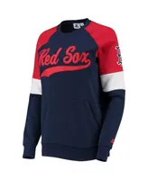 Women's Starter Navy and Red Boston Sox Playmaker Raglan Pullover Sweatshirt