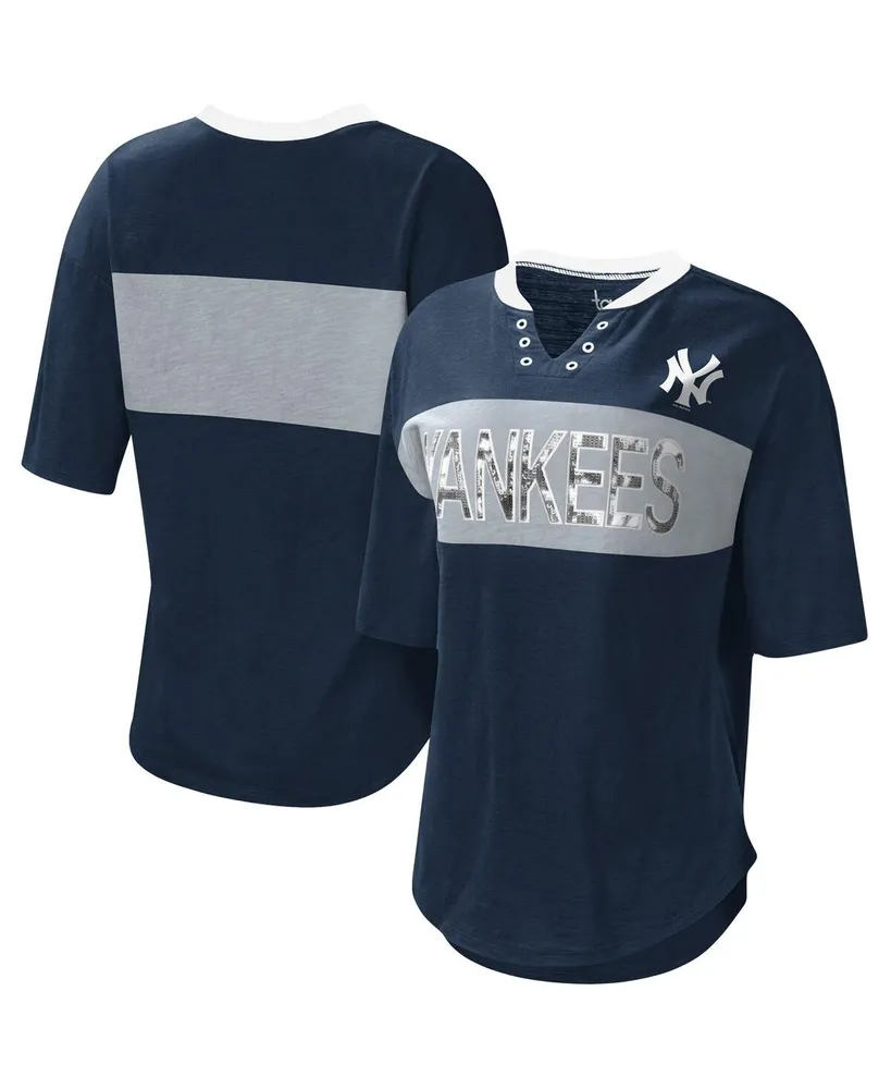 Women's New York Yankees Touch Navy/Gray Waffle Raglan Long Sleeve T-Shirt