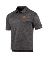 Men's Colosseum Heathered Black Minnesota Golden Gophers Down Swing Raglan Polo Shirt