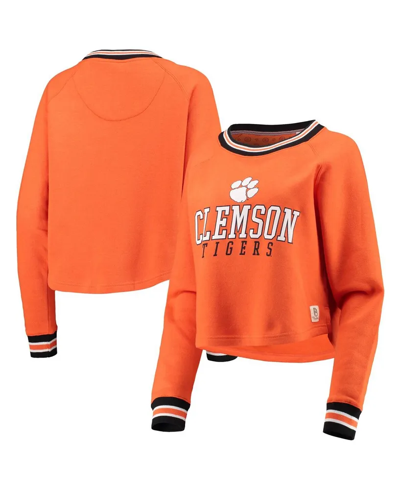 Women's Pressbox Orange Clemson Tigers Cali Cozy Raglan Crop Pullover Sweatshirt