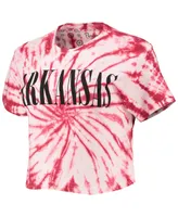 Women's Pressbox Cardinal Arkansas Razorbacks Showtime Tie-Dye Crop T-shirt