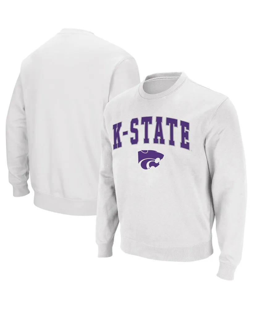 Men's Colosseum White Kansas State Wildcats Arch and Logo Crew Neck Sweatshirt