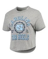 Women's Pressbox Gray North Carolina Tar Heels Bishop Tri-Blend Knobi Crop T-shirt