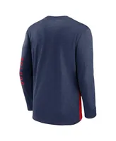 Men's Nike Red, Navy Boston Red Sox Cooperstown Collection Rewind Splitter Slub Long Sleeve T-shirt