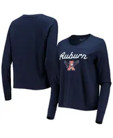 Women's Under Armour Navy Auburn Tigers Vault Cropped Long Sleeve T-shirt