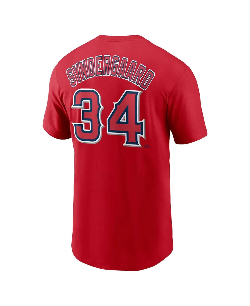 Men's Nike Noah Syndergaard Red Los Angeles Angels Name and Number T-shirt