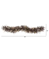 Flocked Artificial Christmas Garland with Lights and Pinecones, 72"