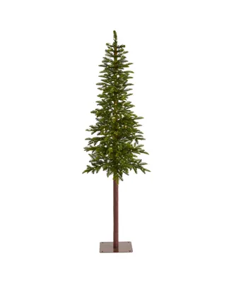 Alaskan Alpine Artificial Christmas Tree with Lights and Bendable Branches, 84"