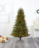 New Hampshire Spruce Artificial Christmas Tree with Lights and Bendable Branches, 78"