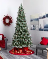 Frosted Swiss Pine Artificial Christmas Tree with Lights and Berries, 108"