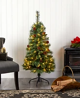 Mountain Pine Artificial Christmas Tree with Lights and Pine Cones