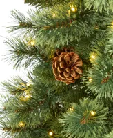 Mountain Pine Artificial Christmas Tree with Lights and Pine Cones, 60"