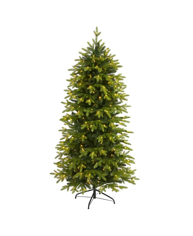 Belgium Fir Natural Look Artificial Christmas Tree with Lights, 72"