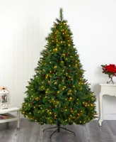 West Virginia Full Bodied Mixed Pine Artificial Christmas Tree with Lights and Pinecones, 84"