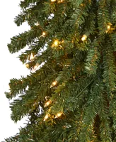 Grand Alpine Artificial Christmas Tree with Lights and Bendable Branches On Natural Trunk, 72"