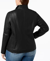 Cole Haan Womens Plus Leather Jacket