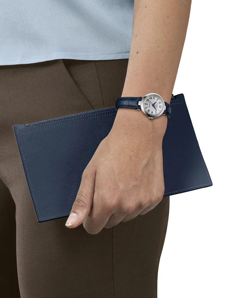Tissot Women's Swiss Automatic Bellissima Blue Leather Strap Watch 29mm