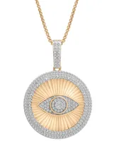 Men's Diamond Evil Eye 22" Pendant Necklace (1/2 ct. t.w.) in 14k Gold-Plated Sterling Silver