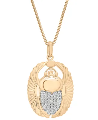 Men's Diamond Scarab 22" Pendant Necklace (1/4 ct. t.w.) in 14k Gold-Plated Sterling Silver