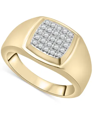 Men's Diamond Cluster Ring (1/4 ct. t.w.) in 14k Gold-Plated Sterling Silver