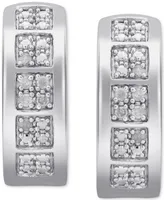 Men's Diamond Small Huggie Hoop Earrings (1/20 ct. t.w.) in Sterling Silver, 0.62"