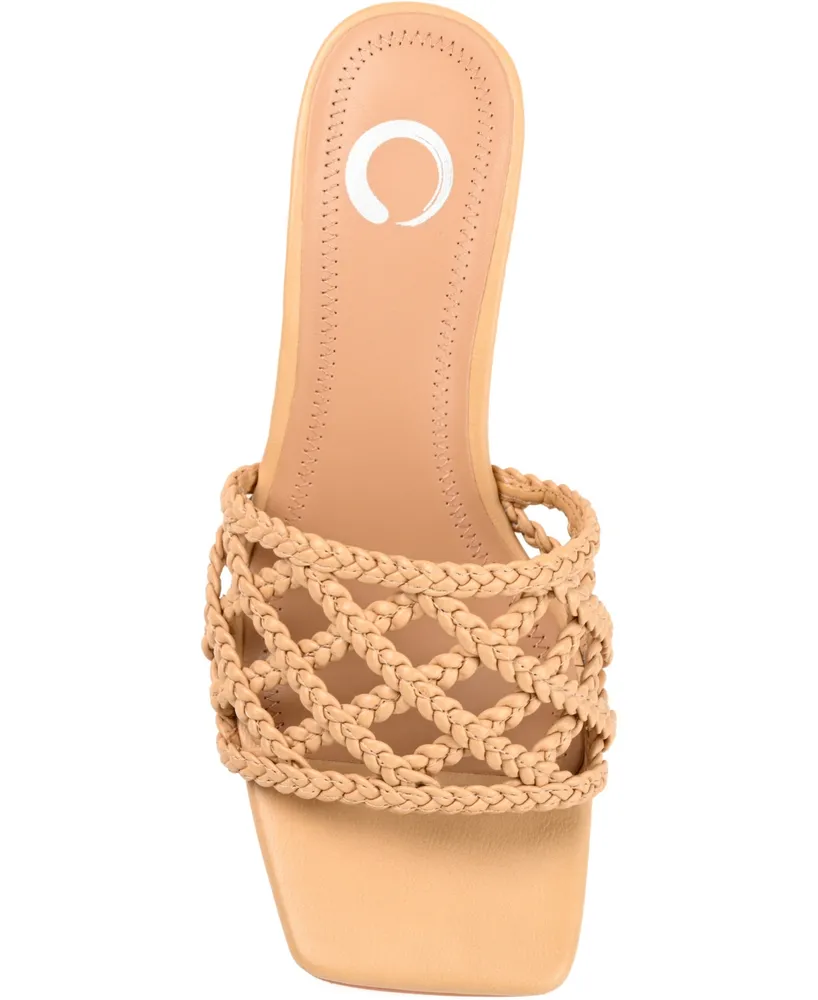 Journee Collection Women's Evvie Braided Block Heel Sandals