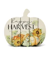 Glitzhome "Happy Harvest" Wooden Pumpkin Table Sign, 9.75"