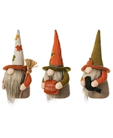 Glitzhome 13" Fall Fabric Gnome Set, 3 Piece