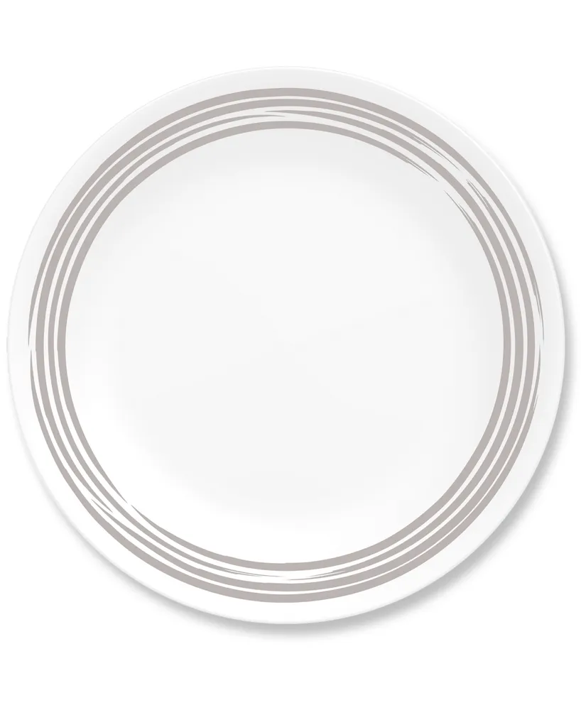 Corelle Brushed Silver Tone Salad Plate - White, Silvery