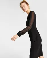 Tommy Hilfiger Sheer-Sleeve Asymmetrical Dress