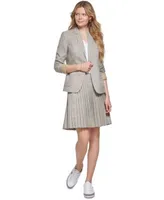 Tommy Hilfiger Womens Plaid One Button Blazer Pleated Skirt