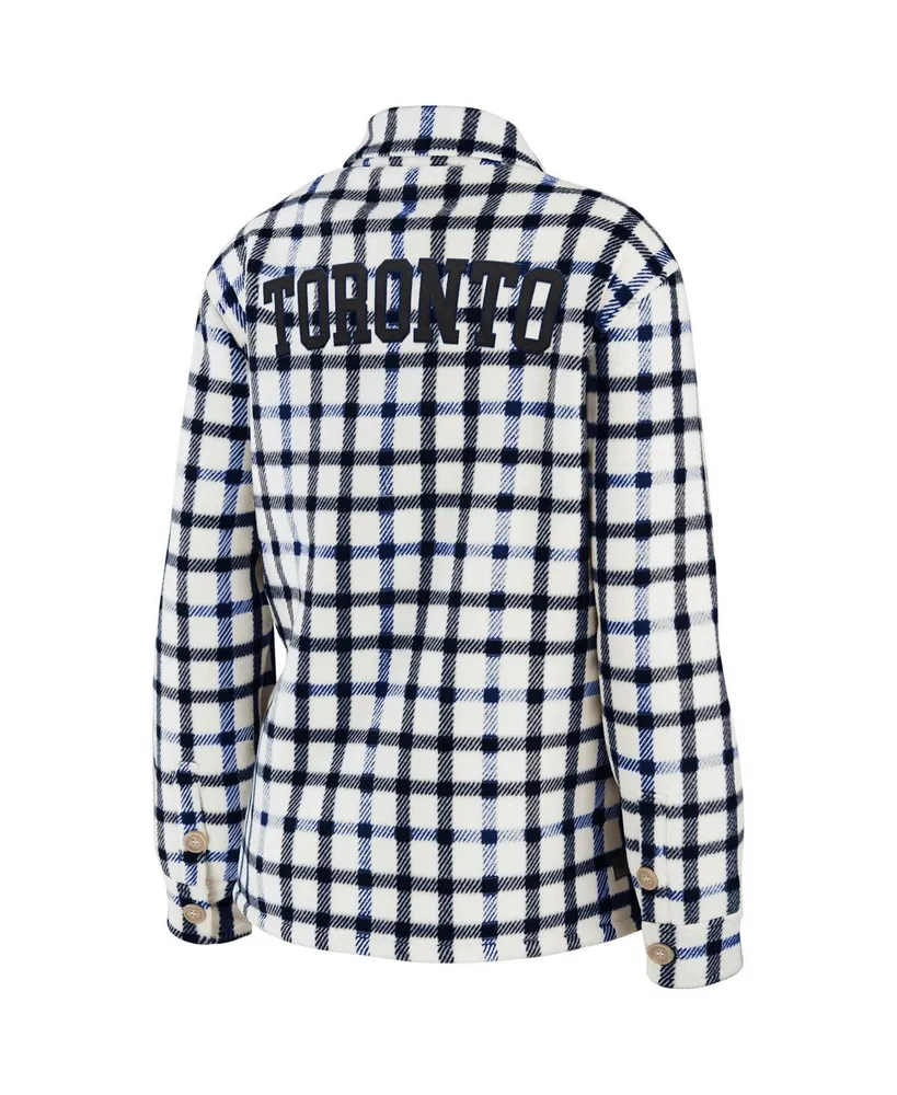 Women's Wear by Erin Andrews Oatmeal Toronto Maple Leafs Plaid Button-Up Shirt Jacket