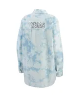 Women's Wear by Erin Andrews White Vegas Golden Knights Oversized Tie-Dye Button-Up Denim Shirt