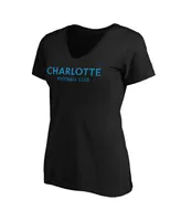 Women's Fanatics Black Charlotte Fc Wordmark V-Neck T-shirt