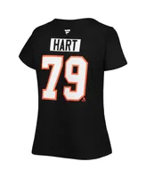 Women's Fanatics Carter Hart Black Philadelphia Flyers Plus Size Name and Number V-Neck T-shirt