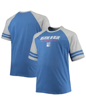 Men's Heathered Blue New York Rangers Big and Tall Raglan T-shirt