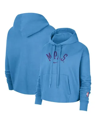 Women's Nike Powder Blue Los Angeles Lakers 2021/22 City Edition Essential Logo Cropped Pullover Hoodie