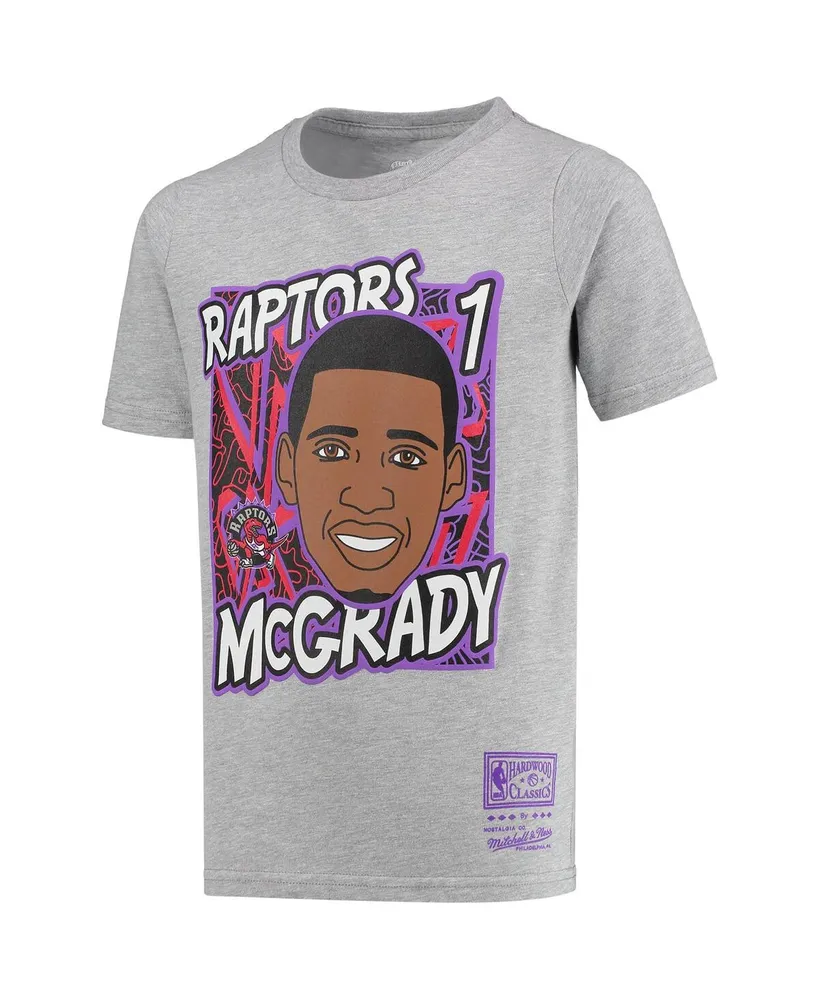 Big Boys Mitchell & Ness Tracy McGrady Gray Toronto Raptors Hardwood Classics King of the Court Player T-shirt