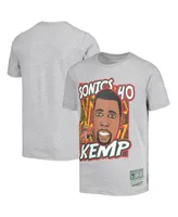 Big Boys Mitchell & Ness Shawn Kemp Gray Seattle SuperSonics Hardwood Classics King of the Court Player T-shirt