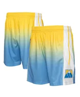 Men's Mitchell & Ness Yellow and Blue Denver Nuggets 2006/07 Hardwood Classics Fadeaway Reload 3.0 Swingman Shorts