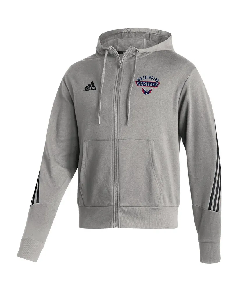 Men's adidas Heathered Gray Washington Capitals Fashion Full-Zip Hoodie