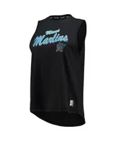 Women's Dkny Sport Black Miami Marlins Marcie Tank Top